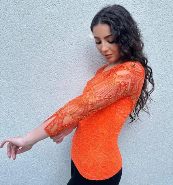 Body Dentelle Y002 Orange Livraison Offerte – Image 3